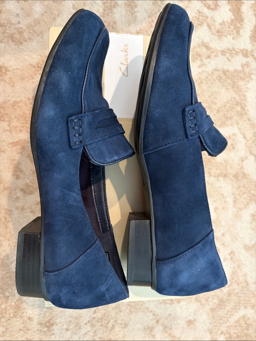 Clarks Women’s Navy Suede Slip-On Keesha Cora Loafers - Picture 3 of 6